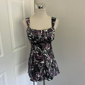 Y2K PURPLE AND GREY A.‎ BYER BUSTIER SATIN TANK TOP